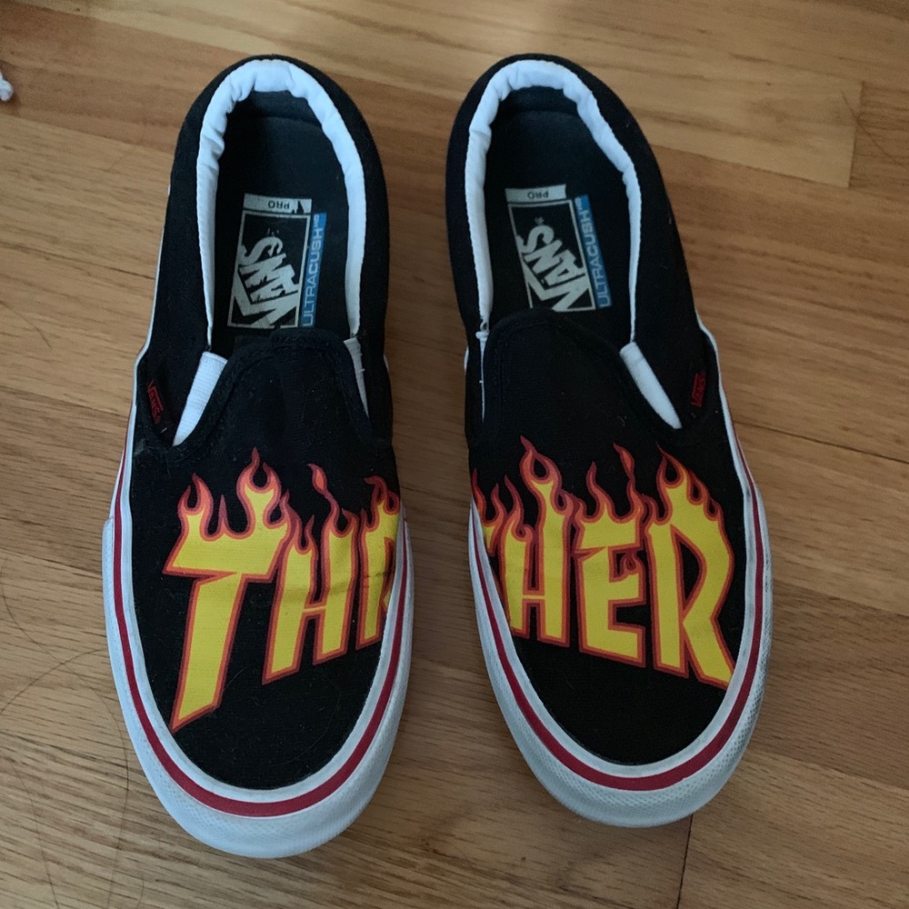 Thrasher x vans slip ons